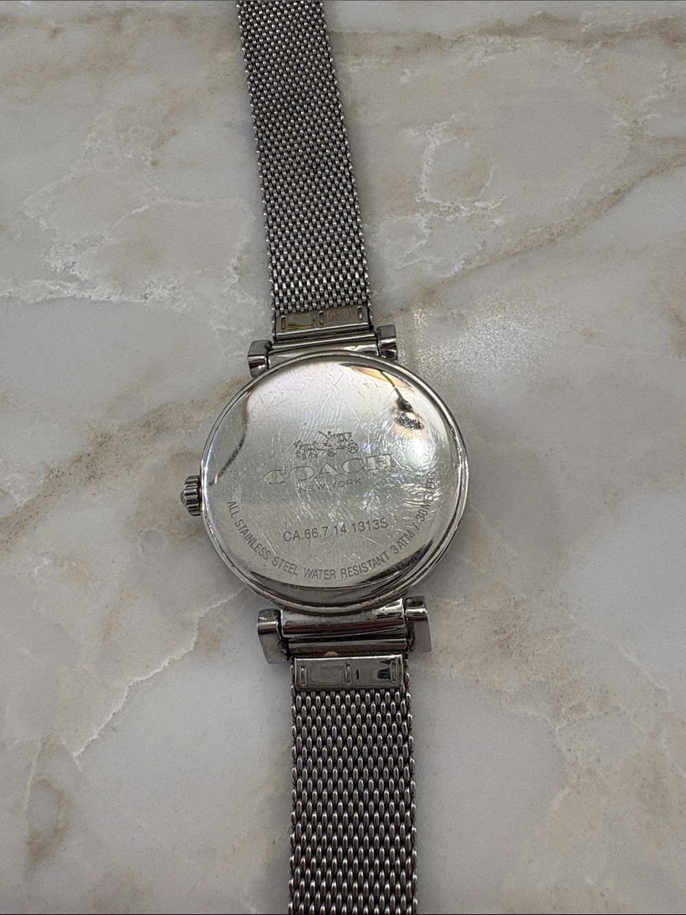 Coach Silver Tone Mesh Bracelet Crystal Bezel Watch - White Dial - Picture 8 of 8